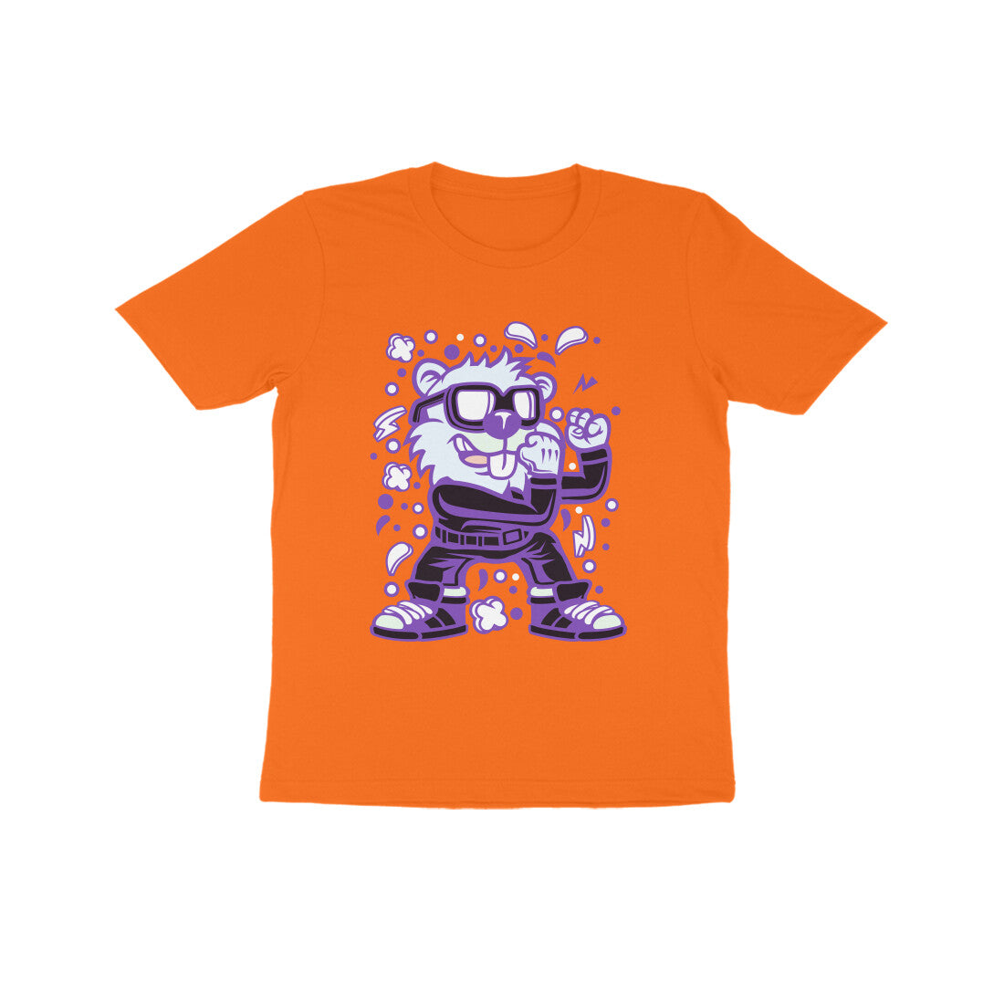 Kids' Half Sleeve Round Neck Tshirt β Violet Beaver Fighter puraidoprints