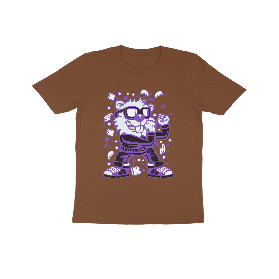 Kids' Half Sleeve Round Neck Tshirt β Violet Beaver Fighter puraidoprints