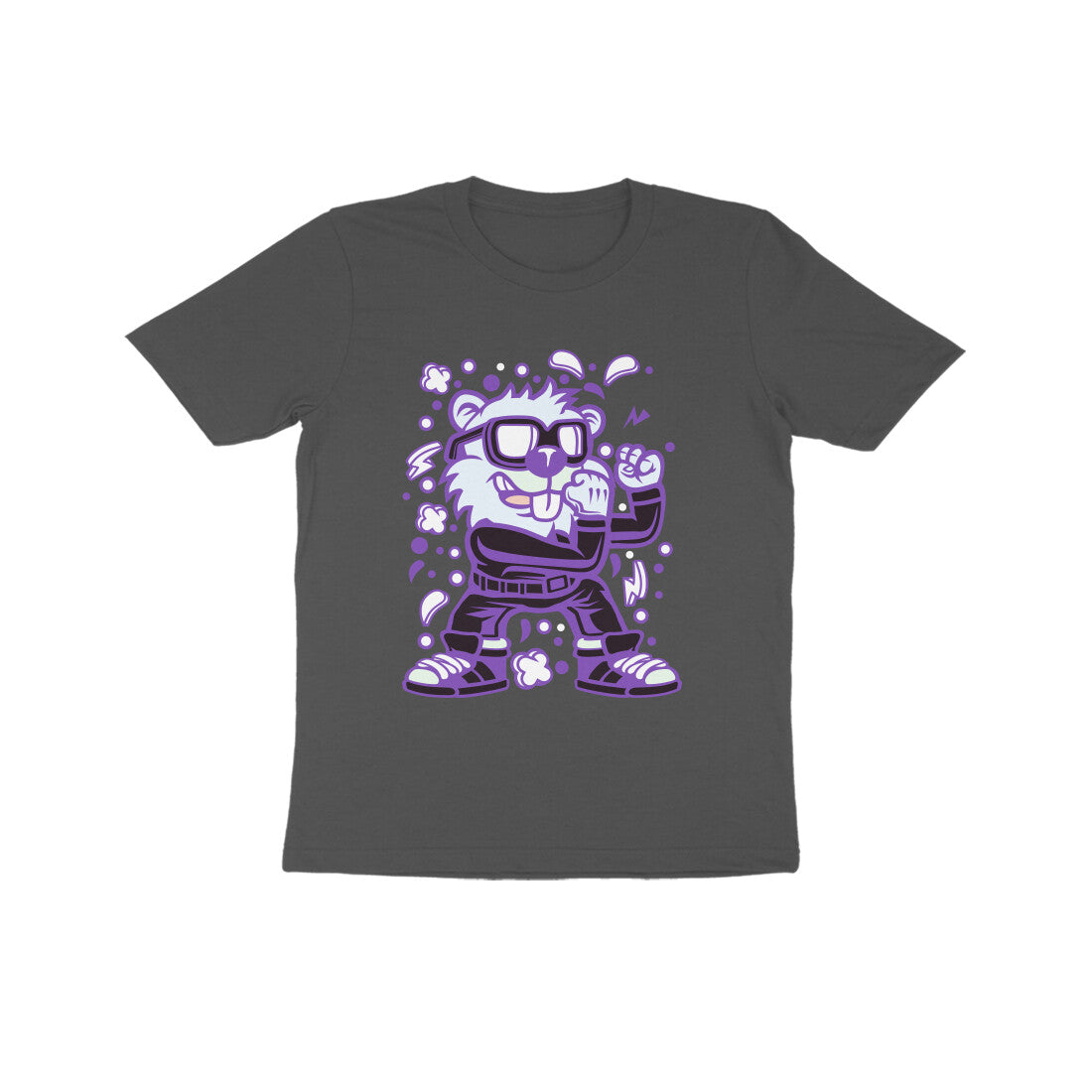 Kids' Half Sleeve Round Neck Tshirt β Violet Beaver Fighter puraidoprints