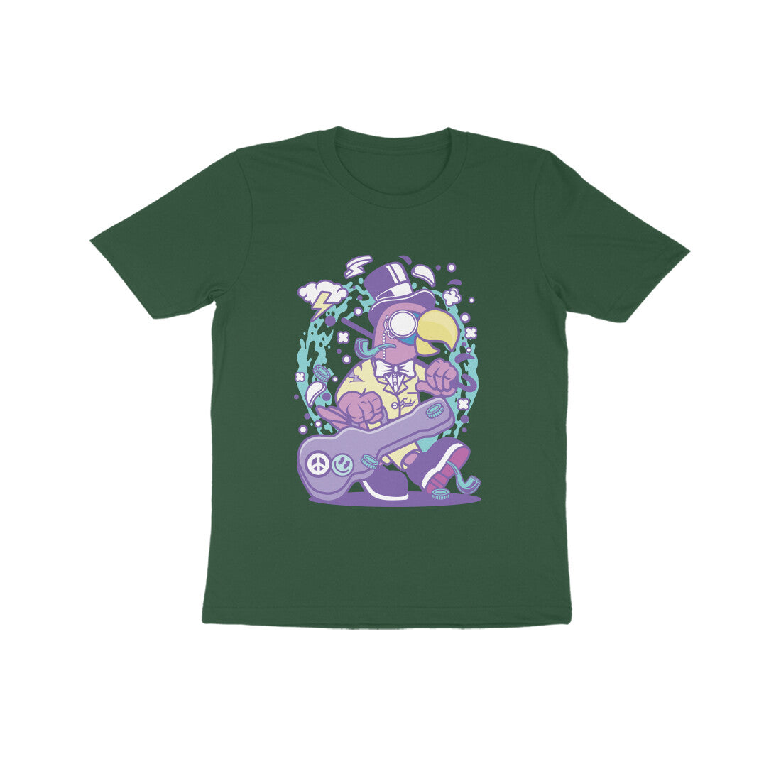 Kids' Half Sleeve Round Neck Tshirt β Violet Bird Musician puraidoprints