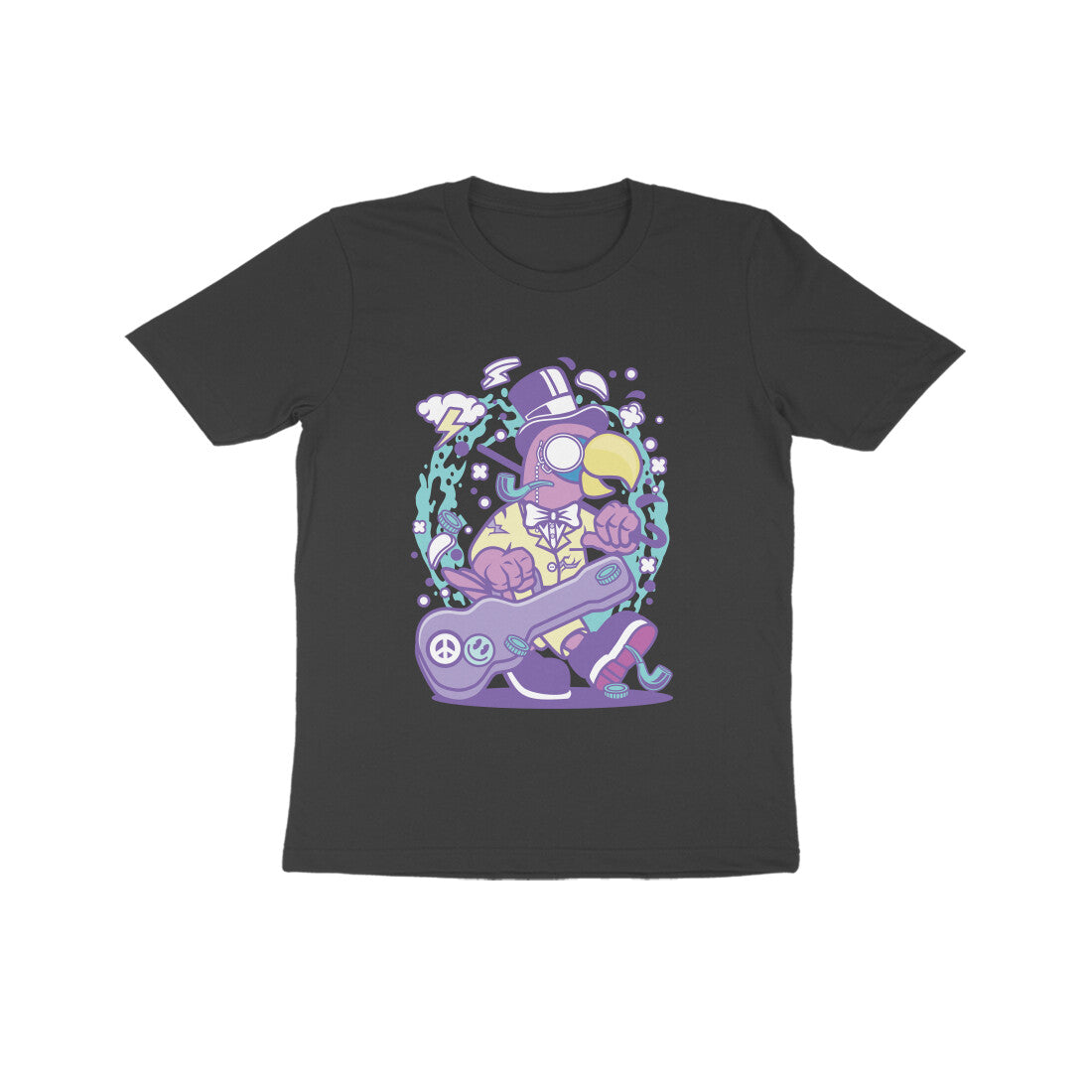 Kids' Half Sleeve Round Neck Tshirt β Violet Bird Musician puraidoprints