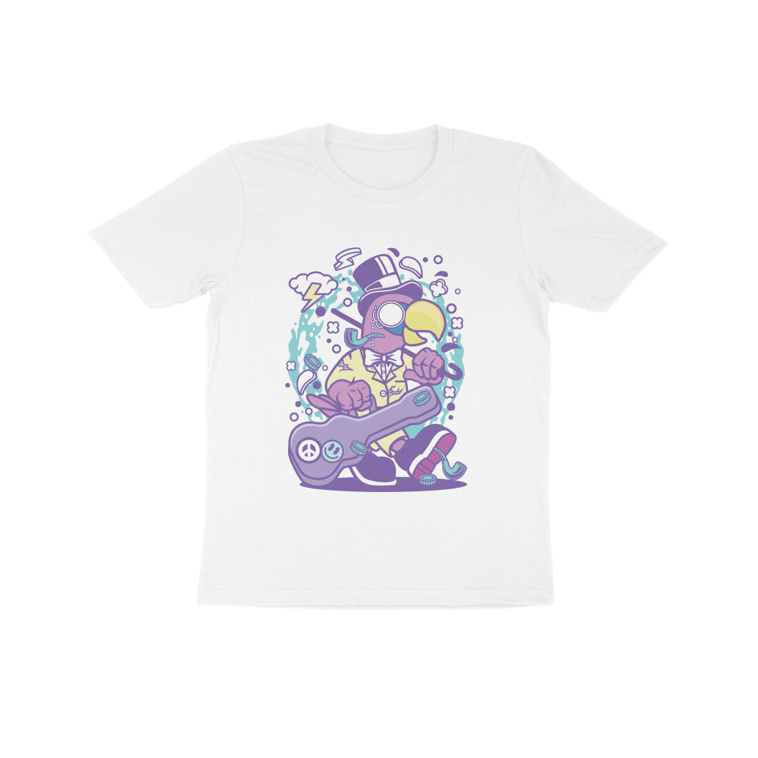 Kids' Half Sleeve Round Neck Tshirt β Violet Bird Musician puraidoprints
