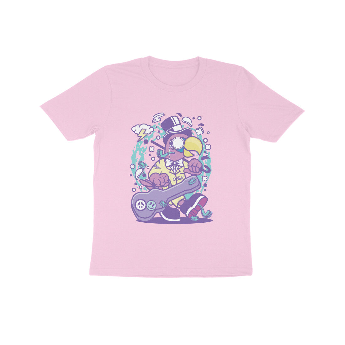 Kids' Half Sleeve Round Neck Tshirt β Violet Bird Musician puraidoprints