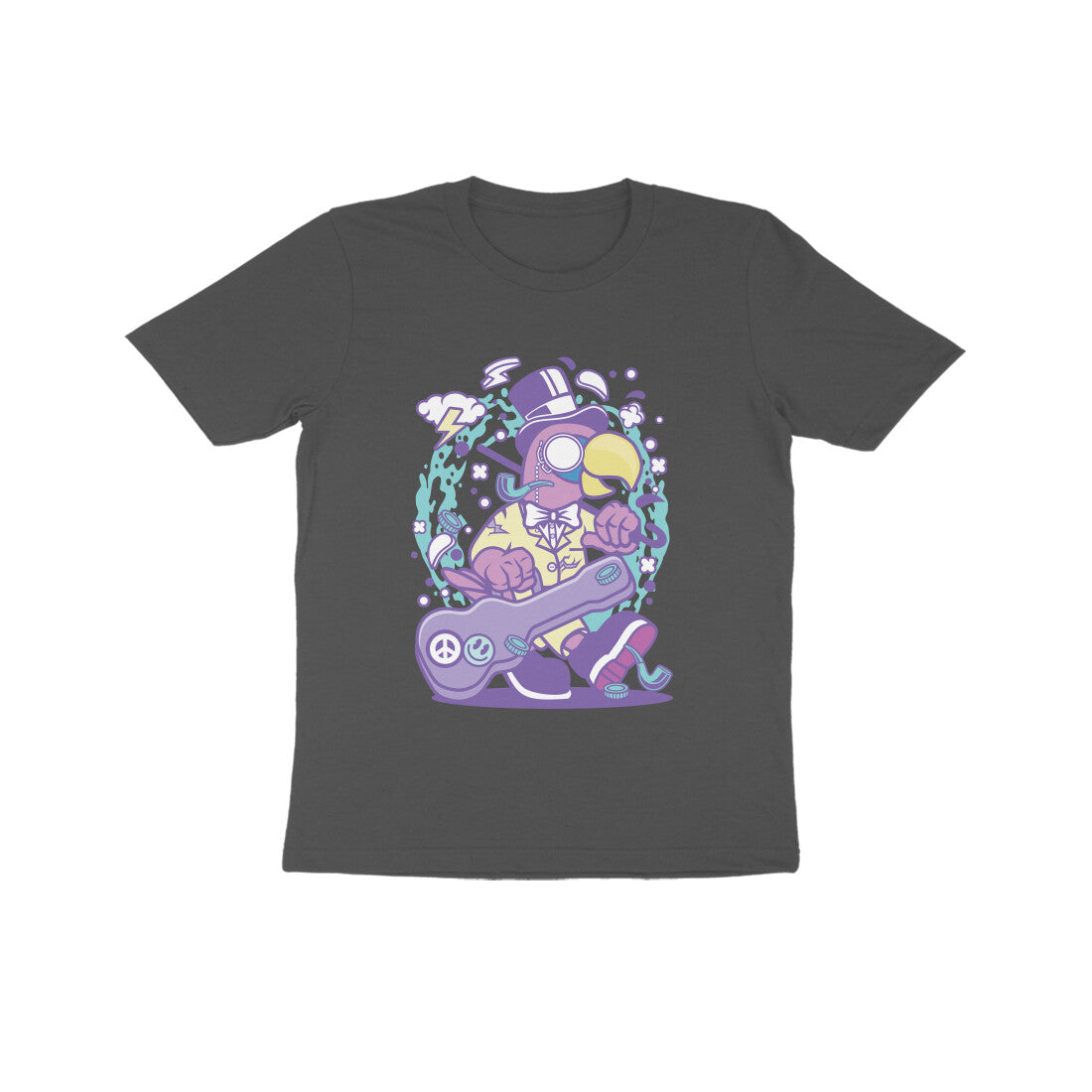Kids' Half Sleeve Round Neck Tshirt β Violet Bird Musician puraidoprints