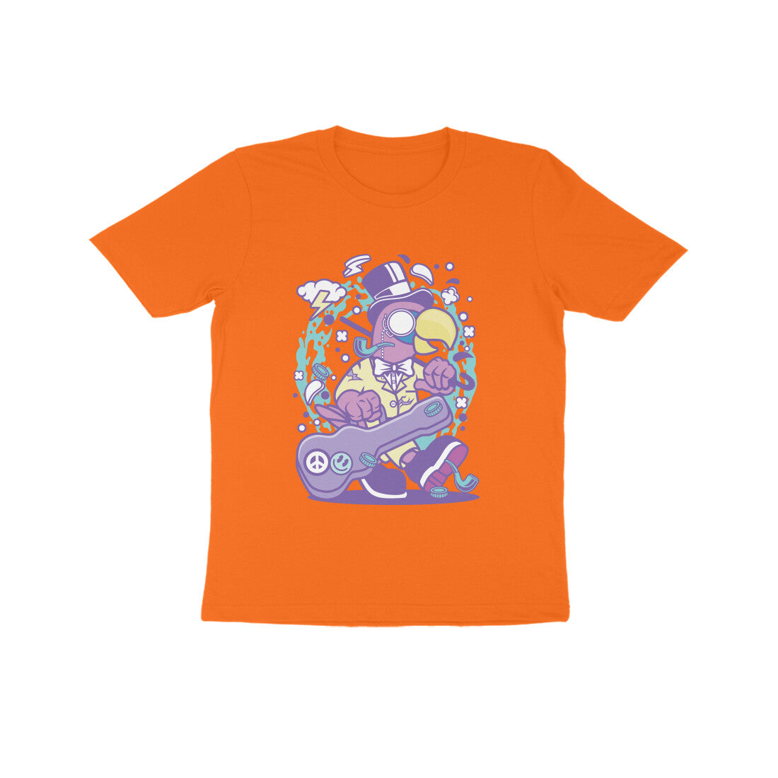 Kids' Half Sleeve Round Neck Tshirt β Violet Bird Musician puraidoprints