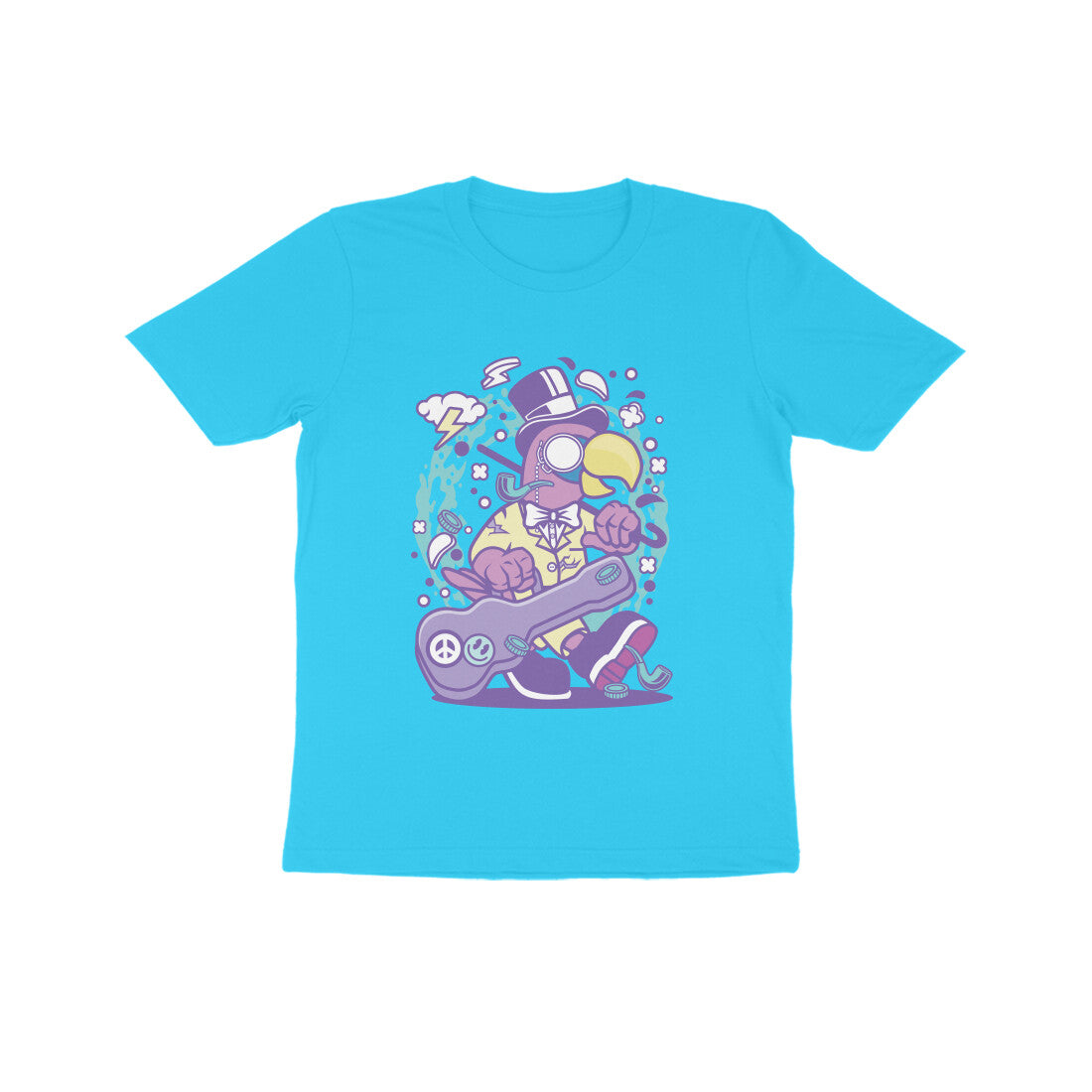 Kids' Half Sleeve Round Neck Tshirt β Violet Bird Musician puraidoprints