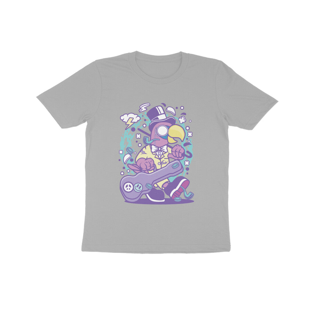 Kids' Half Sleeve Round Neck Tshirt β Violet Bird Musician puraidoprints