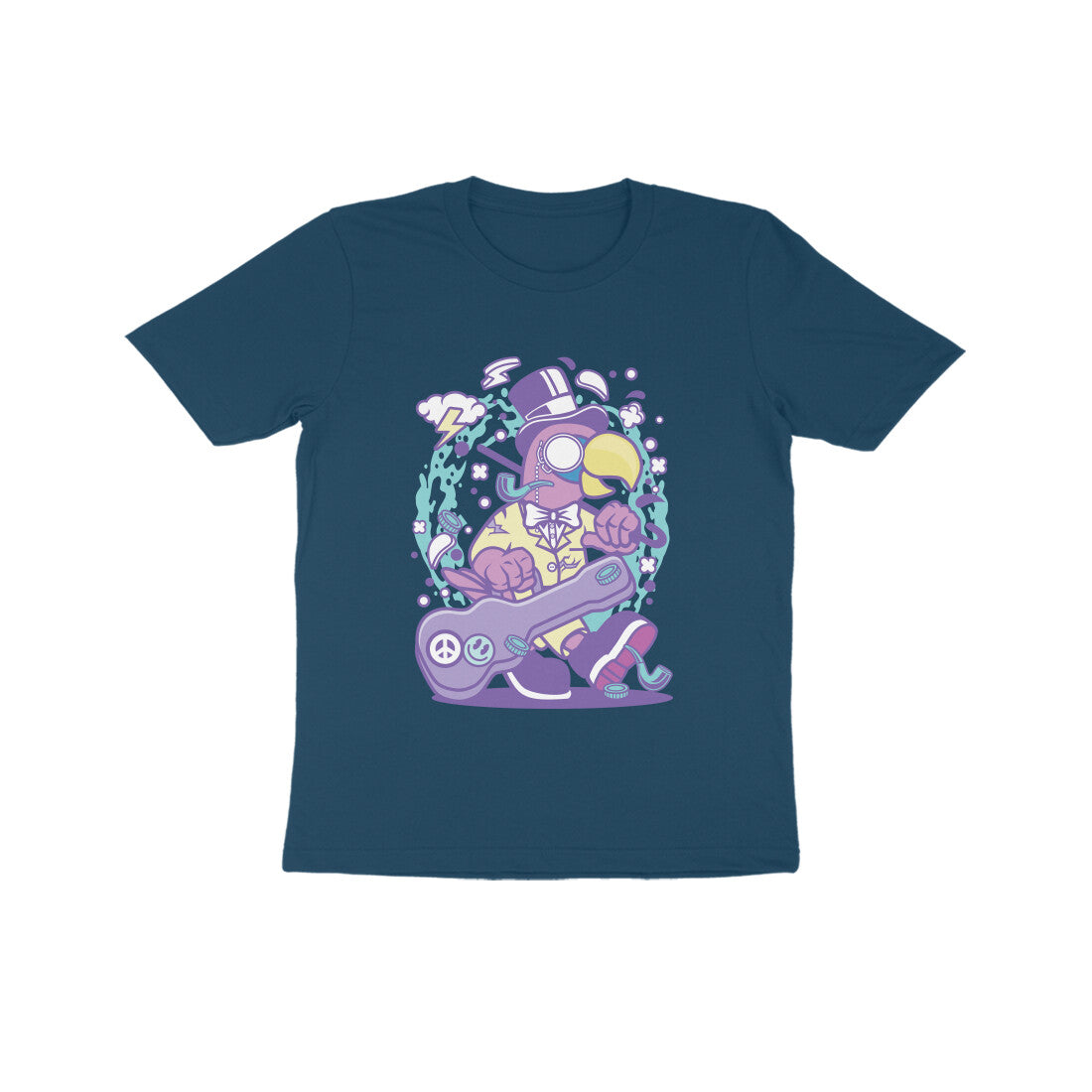 Kids' Half Sleeve Round Neck Tshirt β Violet Bird Musician puraidoprints