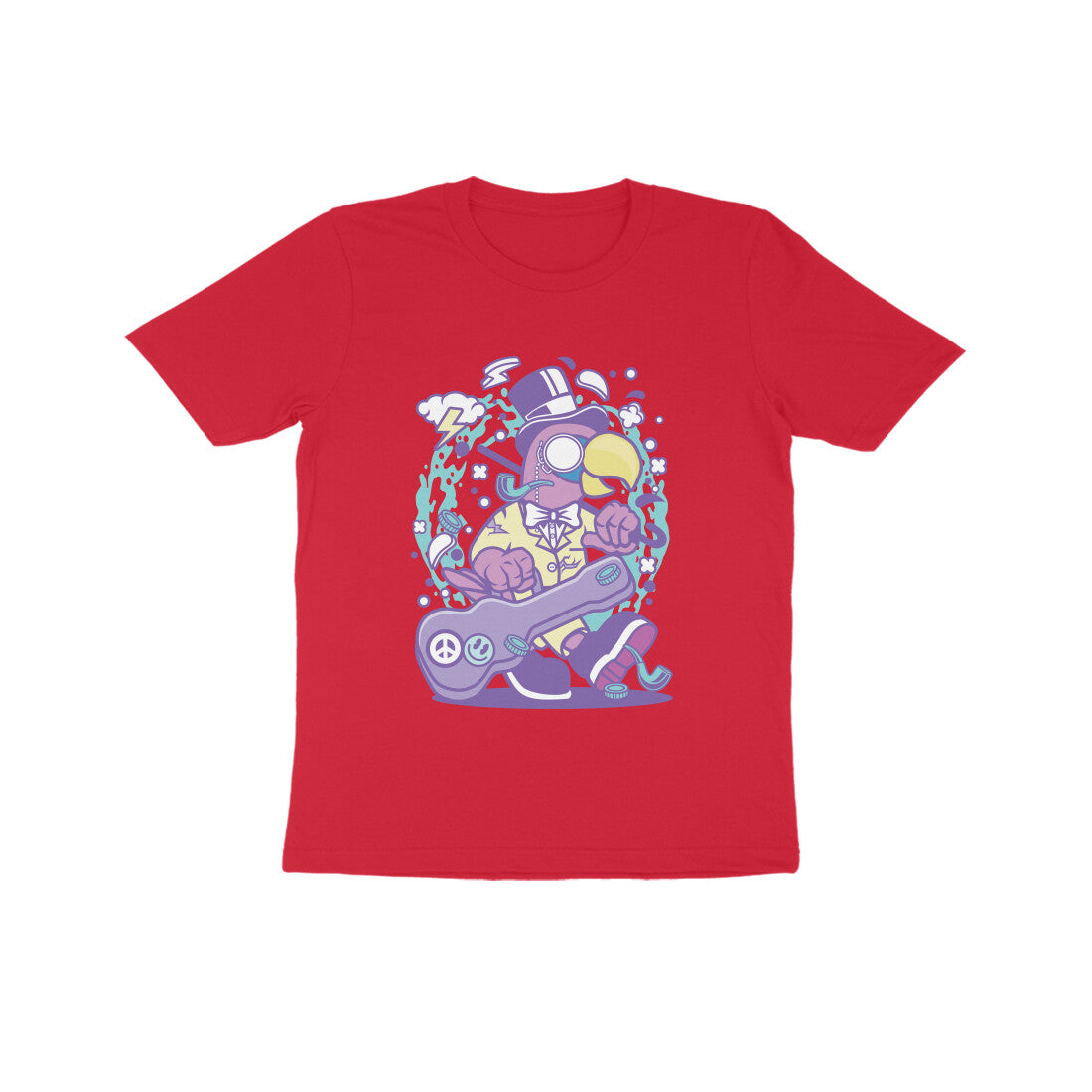 Kids' Half Sleeve Round Neck Tshirt β Violet Bird Musician puraidoprints