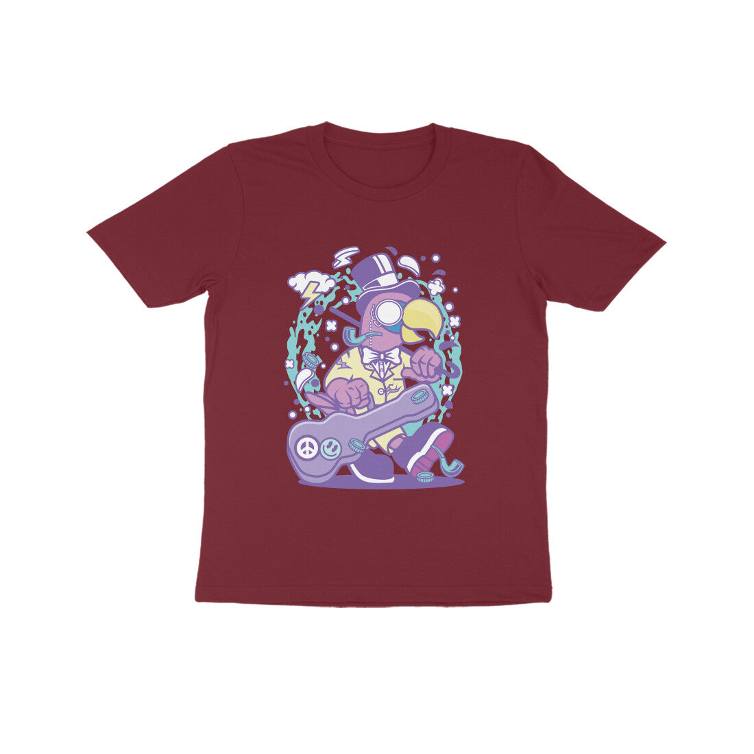 Kids' Half Sleeve Round Neck Tshirt β Violet Bird Musician puraidoprints