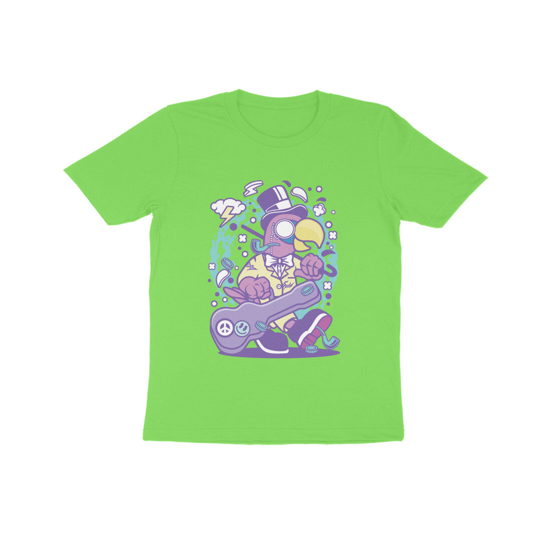 Kids' Half Sleeve Round Neck Tshirt β Violet Bird Musician puraidoprints