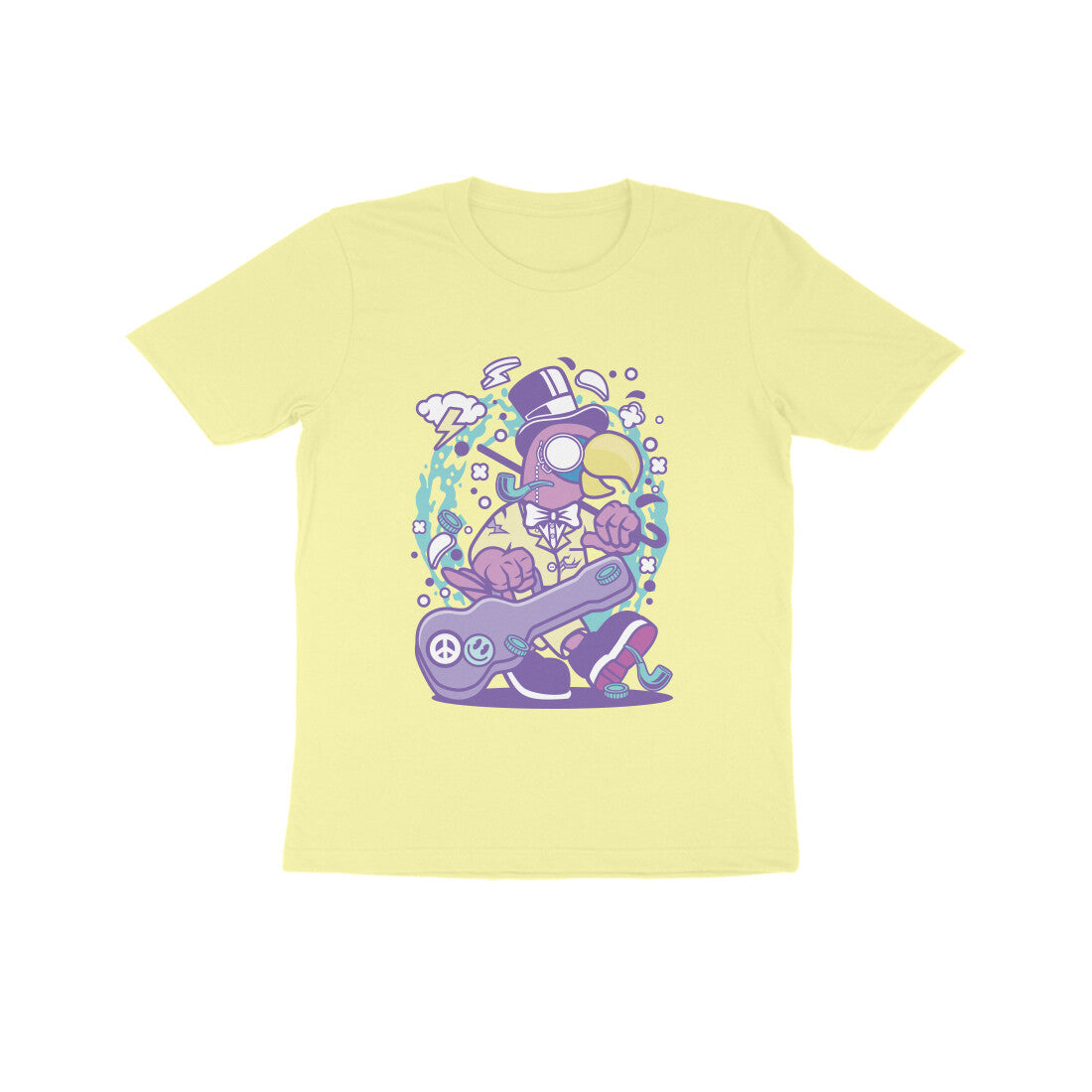 Kids' Half Sleeve Round Neck Tshirt β Violet Bird Musician puraidoprints