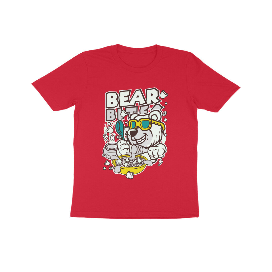 Kids' Half Sleeve Round Neck Tshirt β White Bear Biter puraidoprints