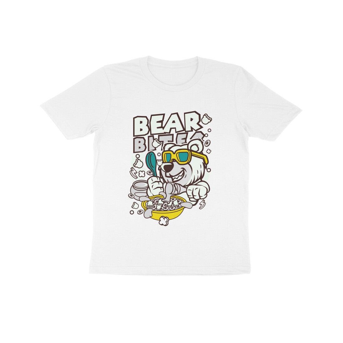 Kids' Half Sleeve Round Neck Tshirt β White Bear Biter puraidoprints