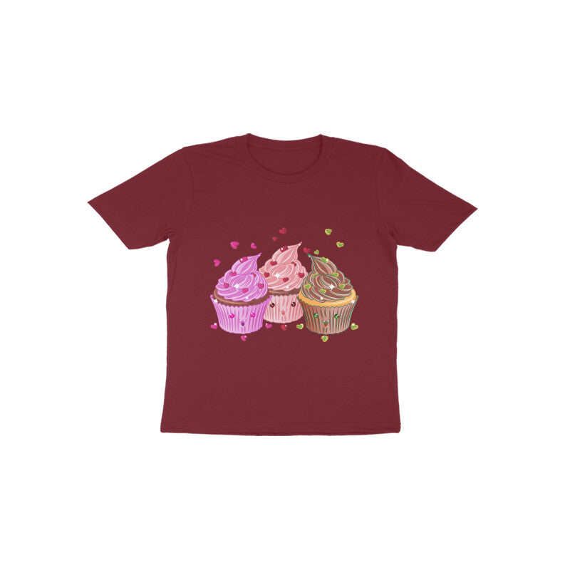 Toddler Half Sleeve Round Neck Tshirt β Sweet Yummy cream cup cake puraidoprints
