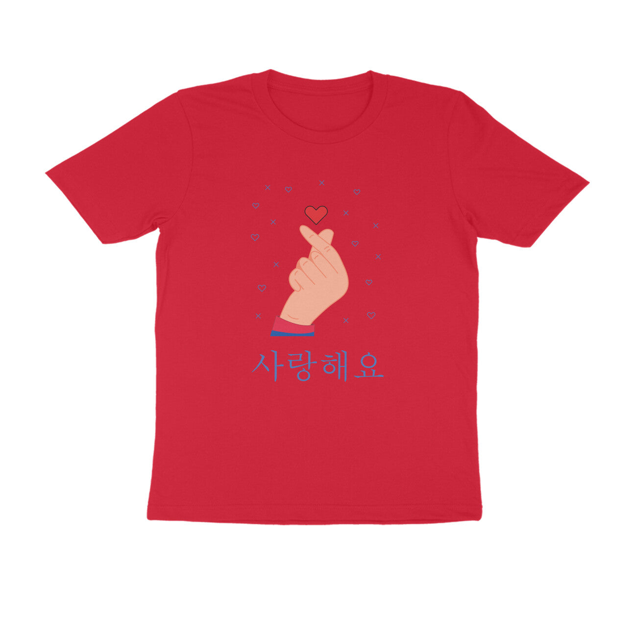 Half-Sleeve Round Neck T-Shirt β Korean β saranghaeyo - I love you 1