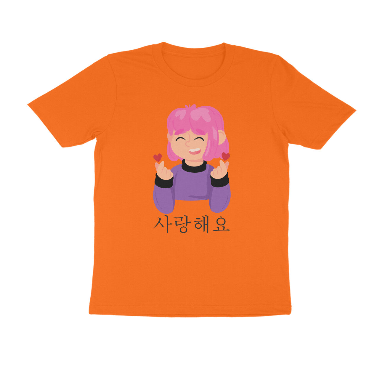 Half-Sleeve Round Neck T-Shirt β Korean β saranghaeyo - I love you 2