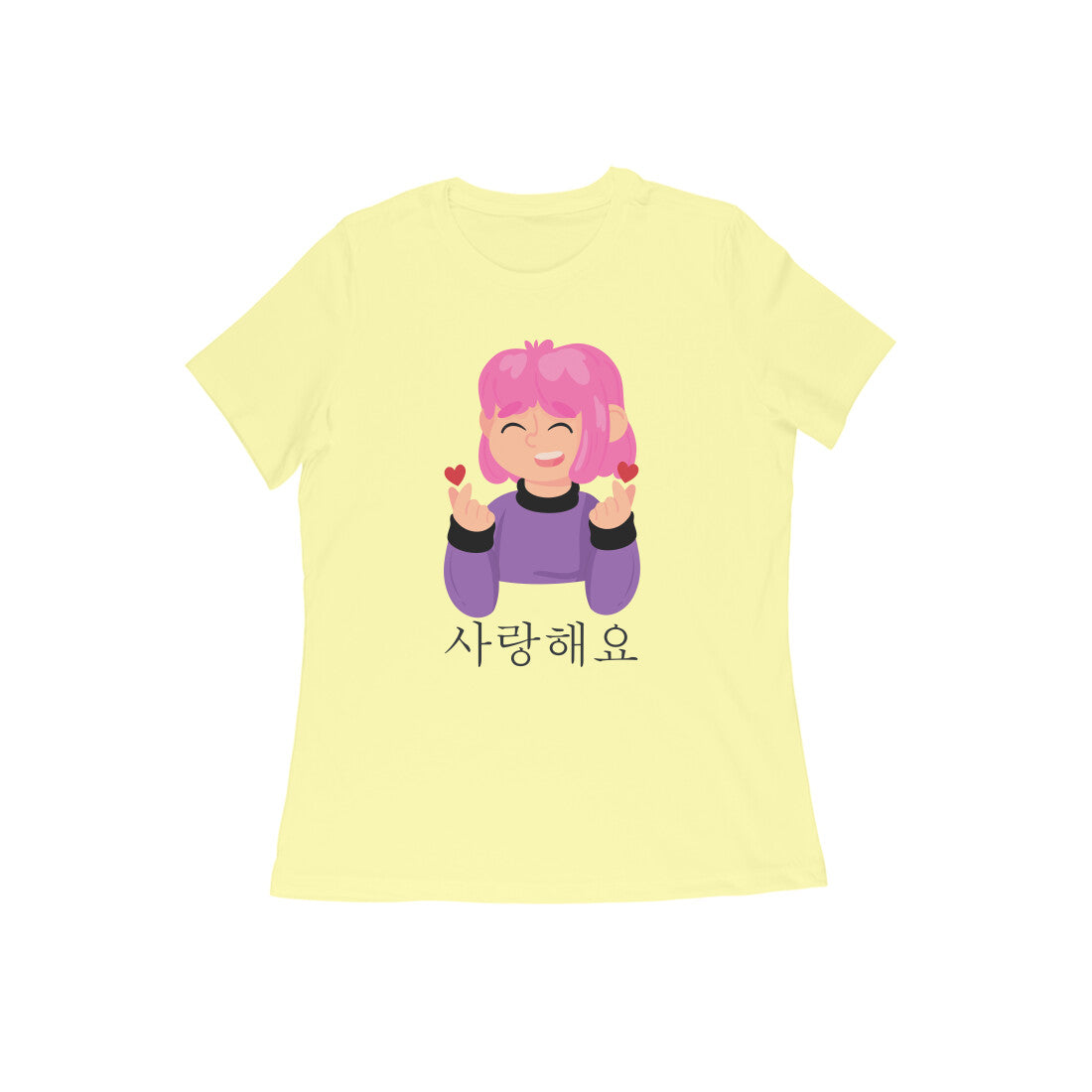 WOMEN'S ROUND NECK T-SHIRT - Korean β saranghaeyo - I love you 1