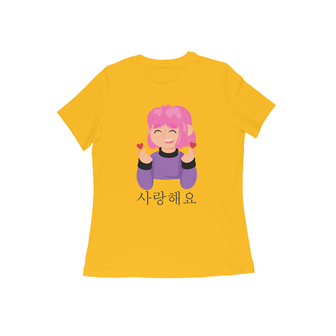 WOMEN'S ROUND NECK T-SHIRT - Korean β saranghaeyo - I love you 1