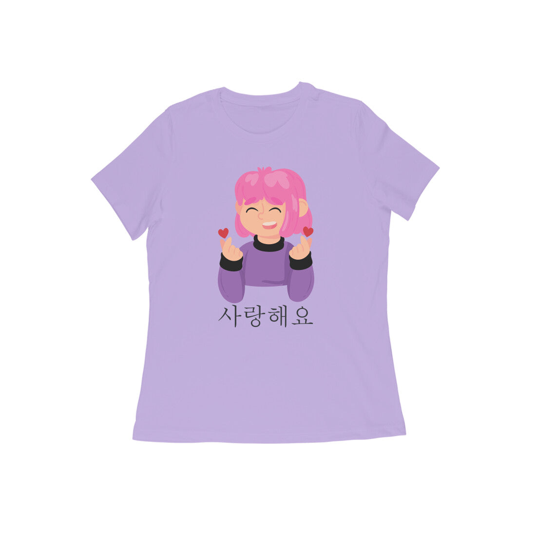 WOMEN'S ROUND NECK T-SHIRT - Korean β saranghaeyo - I love you 1