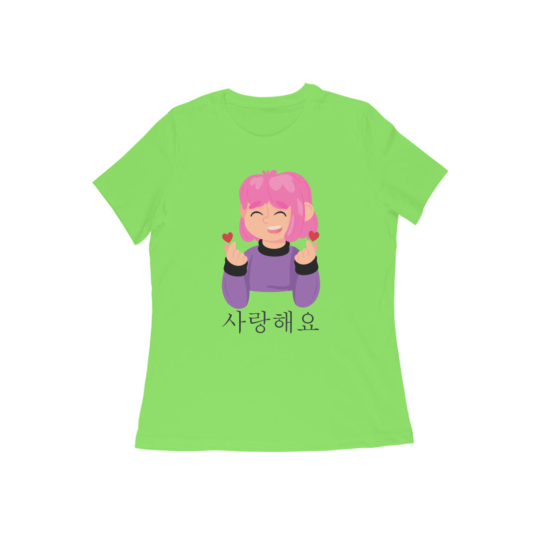 WOMEN'S ROUND NECK T-SHIRT - Korean β saranghaeyo - I love you 1
