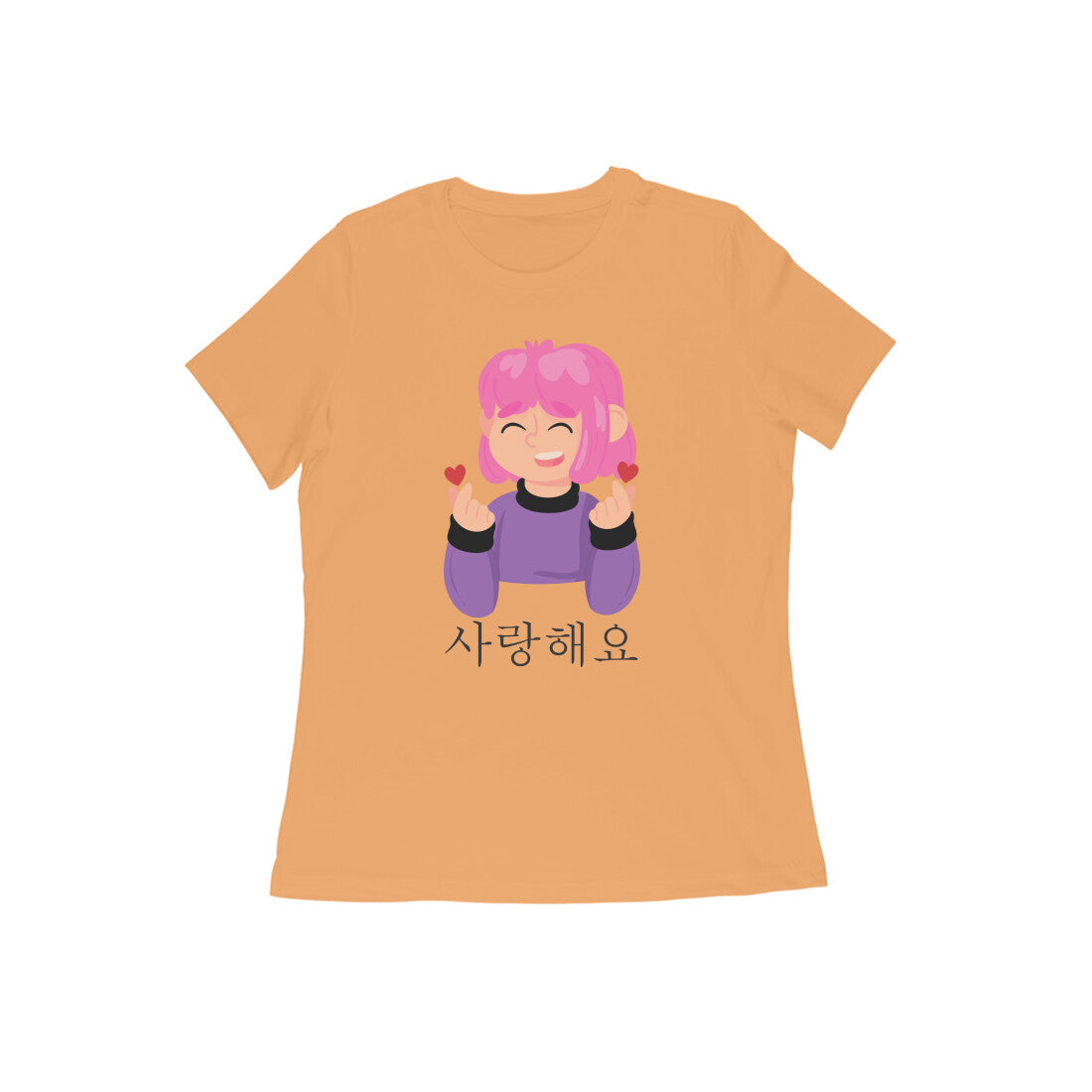 WOMEN'S ROUND NECK T-SHIRT - Korean β saranghaeyo - I love you 1