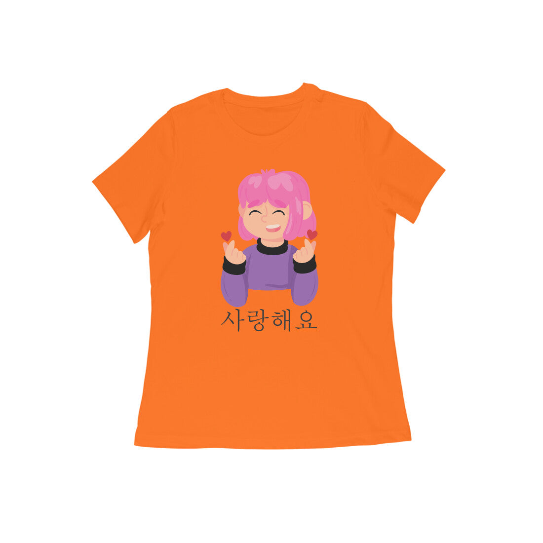 WOMEN'S ROUND NECK T-SHIRT - Korean β saranghaeyo - I love you 1
