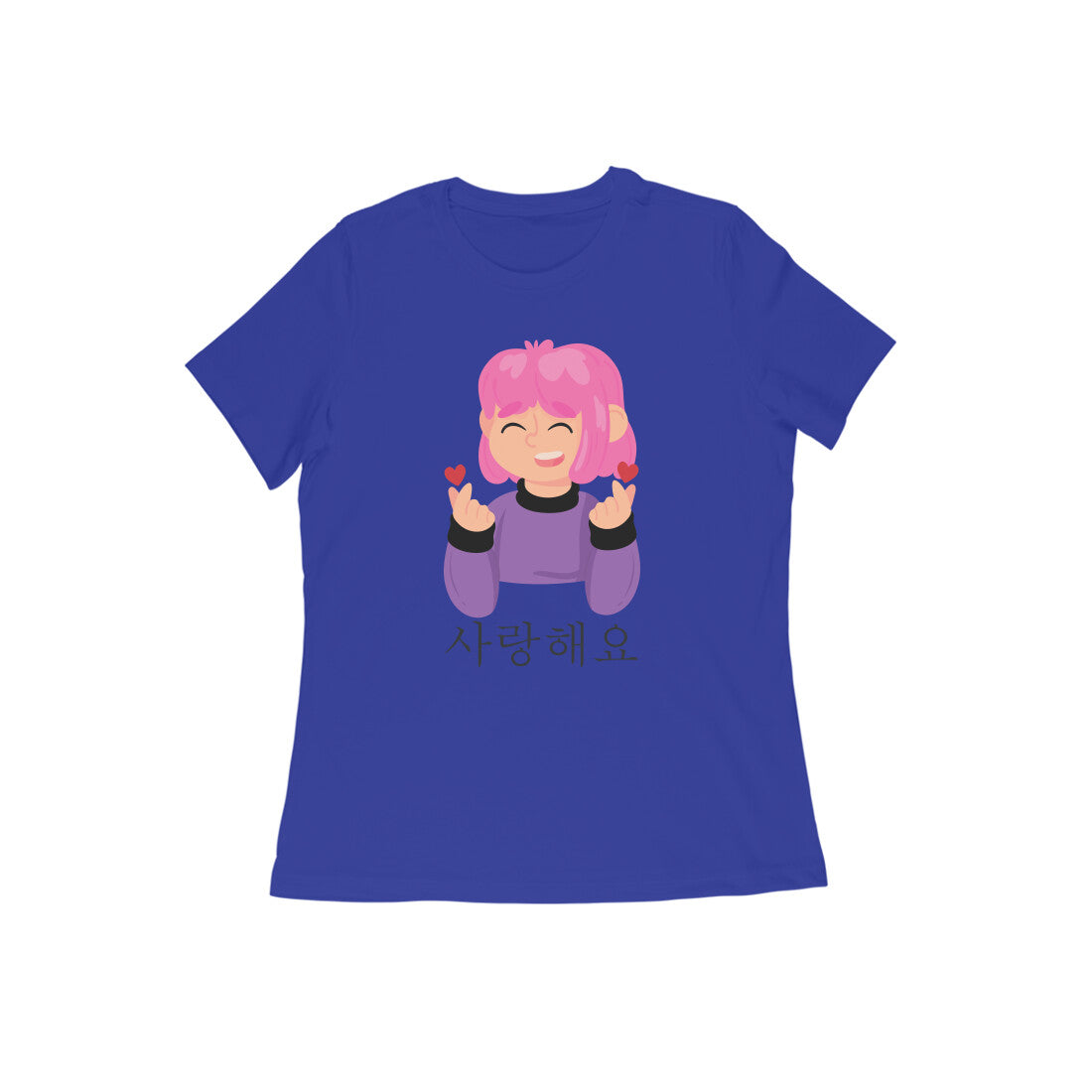 WOMEN'S ROUND NECK T-SHIRT - Korean β saranghaeyo - I love you 1
