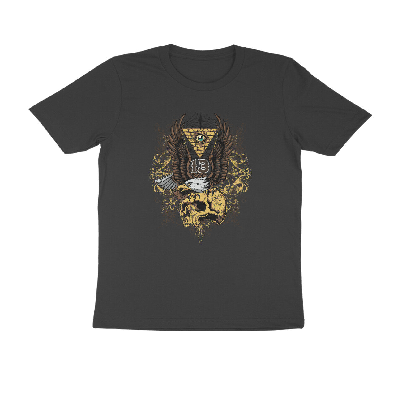Half Sleeve Round Neck T-Shirt – All seeing Eagle Eye 1 puraidoprints