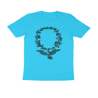 Half Sleeve Round Neck T-Shirt –Black Bird & Flora puraidoprints