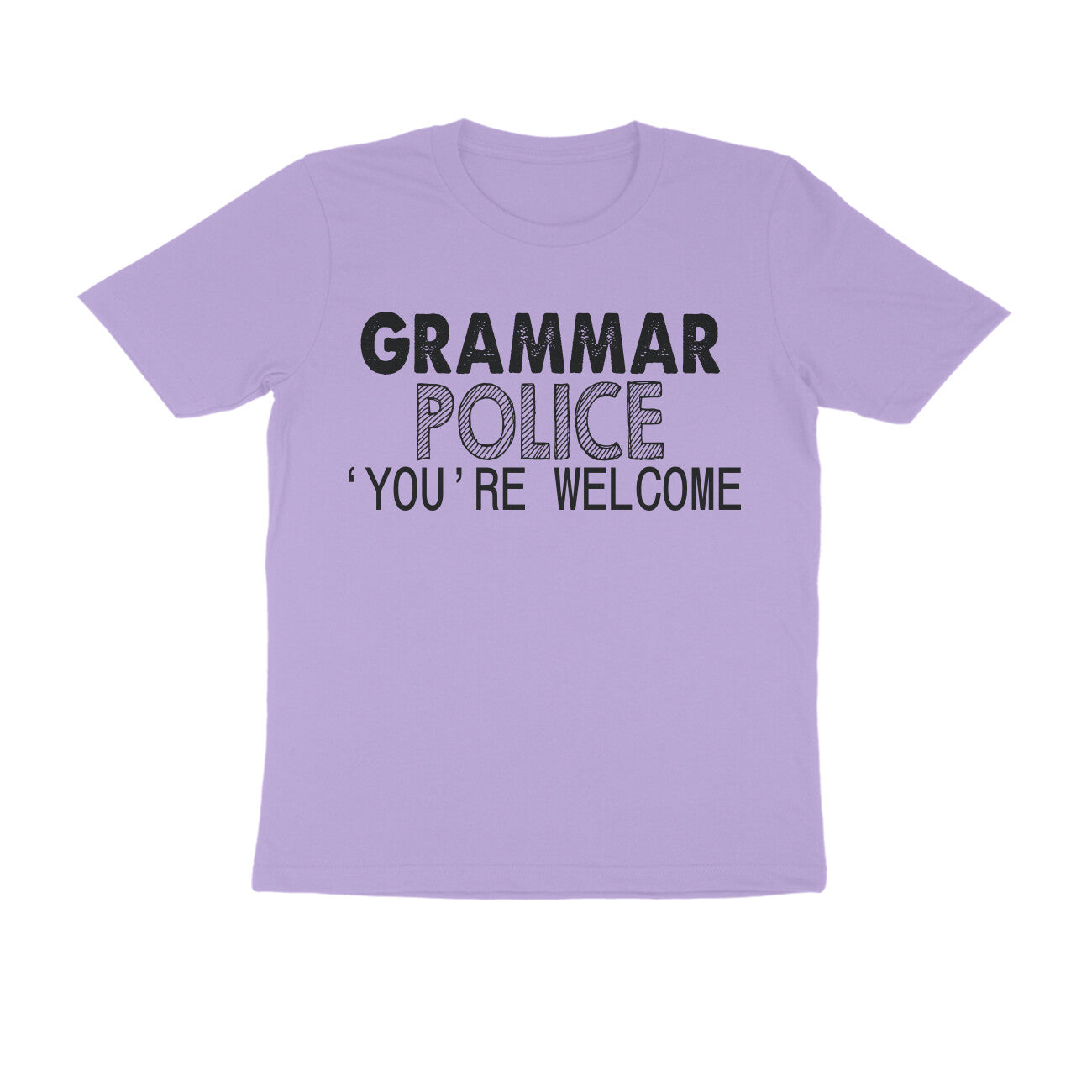 Half Sleeve Round Neck T-Shirt – Grammar Police you’re Welcome 2 puraidoprints