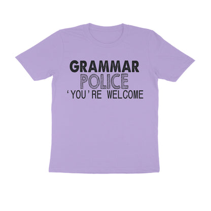 Half Sleeve Round Neck T-Shirt – Grammar Police you’re Welcome 2 puraidoprints