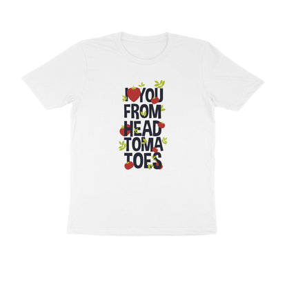 Half Sleeve Round Neck T-Shirt – I love you from head tomatoes 1 puraidoprints