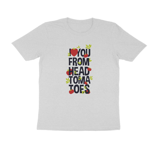 Half Sleeve Round Neck T-Shirt – I love you from head tomatoes 1 puraidoprints