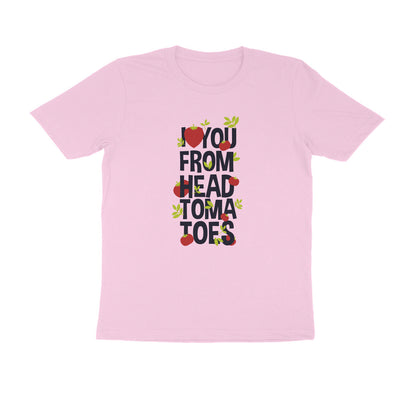Half Sleeve Round Neck T-Shirt – I love you from head tomatoes 1 puraidoprints
