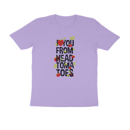 Half Sleeve Round Neck T-Shirt – I love you from head tomatoes 1 puraidoprints