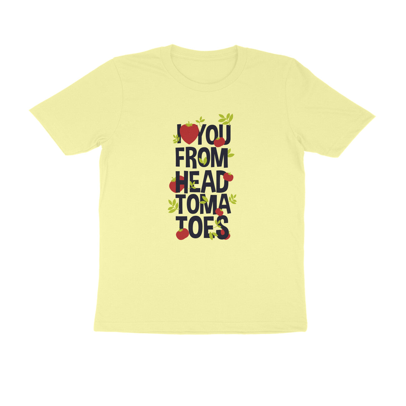 Half Sleeve Round Neck T-Shirt – I love you from head tomatoes 1 puraidoprints