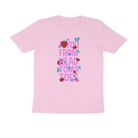 Half Sleeve Round Neck T-Shirt – I love you from head tomatoes 2 puraidoprints