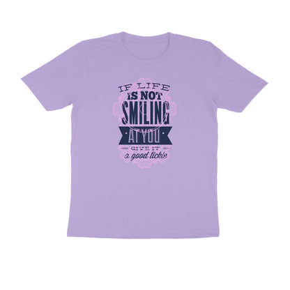 Half Sleeve Round Neck T-Shirt – If life is not smiling at you give it a good tickle 2 puraidoprints