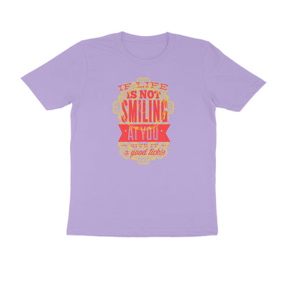 Half Sleeve Round Neck T-Shirt – If life is not smiling at you give it a good tickle 4 puraidoprints