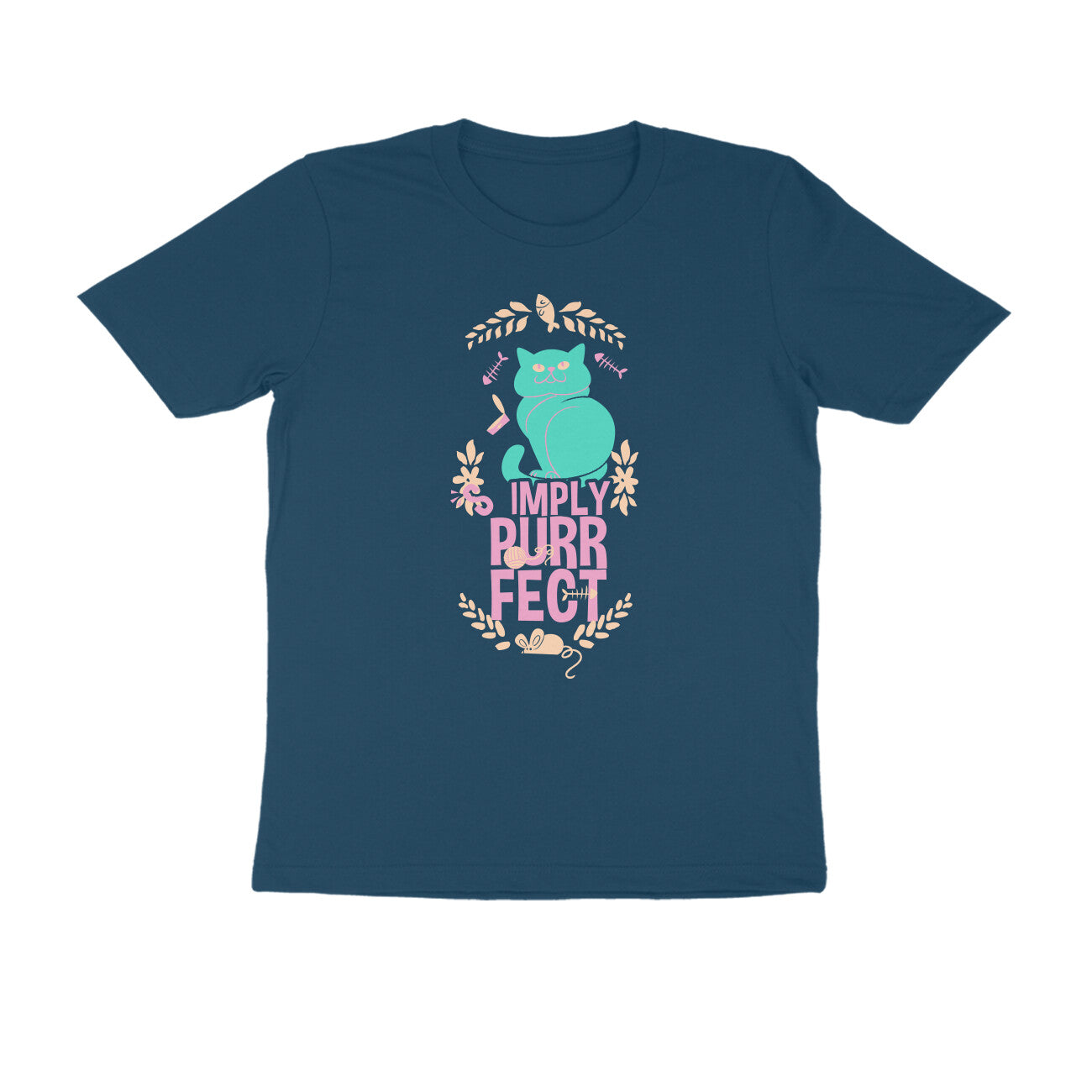 Half Sleeve Round Neck T-Shirt – Simply purrfect 1 puraidoprints