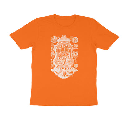 Half Sleeve Round Neck T-Shirt – White Vintage clock puraidoprints