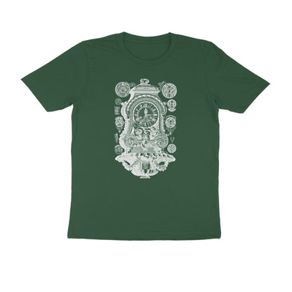 Half Sleeve Round Neck T-Shirt – White Vintage clock puraidoprints