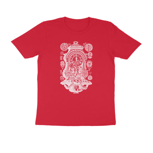 Half Sleeve Round Neck T-Shirt – White Vintage clock puraidoprints