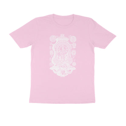 Half Sleeve Round Neck T-Shirt – White Vintage clock puraidoprints