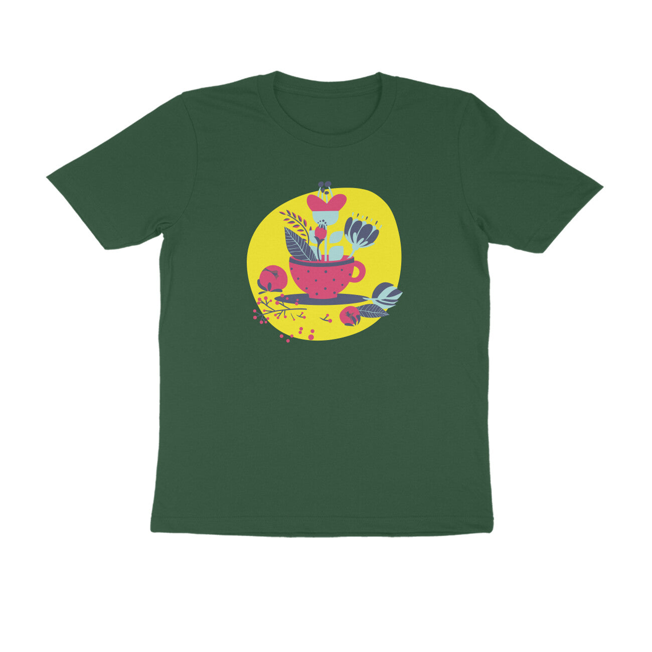 Half Sleeve Round Neck T-Shirt – flower pot puraidoprints