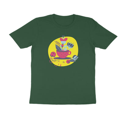 Half Sleeve Round Neck T-Shirt – flower pot puraidoprints