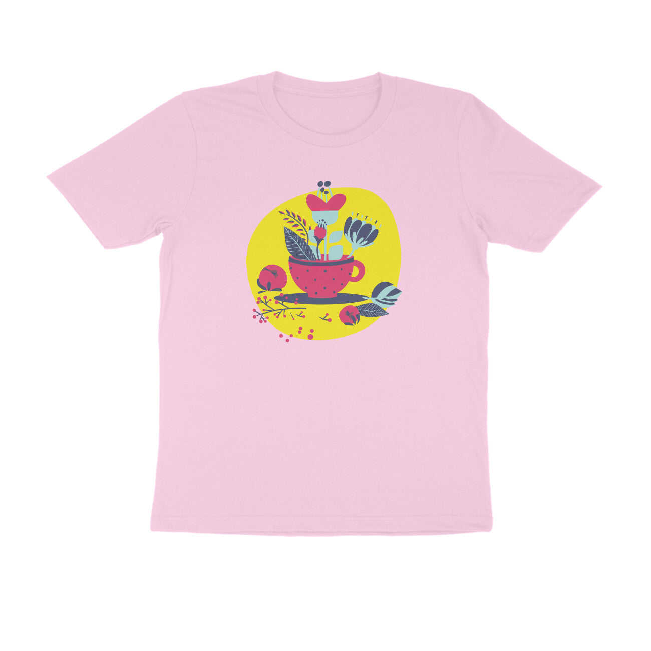 Half Sleeve Round Neck T-Shirt – flower pot puraidoprints