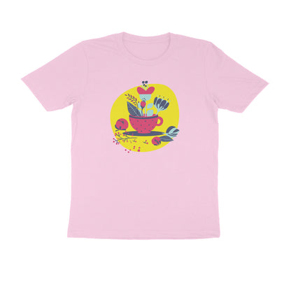 Half Sleeve Round Neck T-Shirt – flower pot puraidoprints