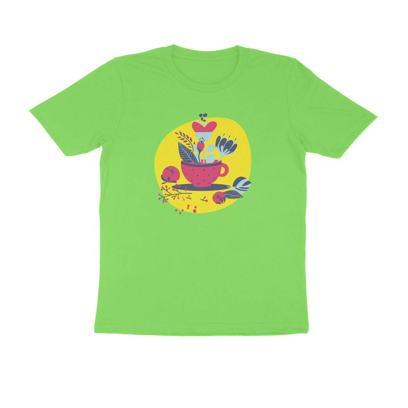 Half Sleeve Round Neck T-Shirt – flower pot puraidoprints